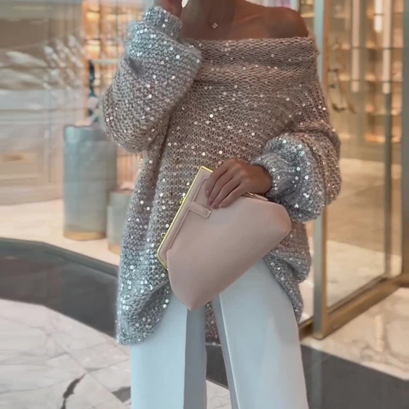 Sequin Off Shoulder Sweater