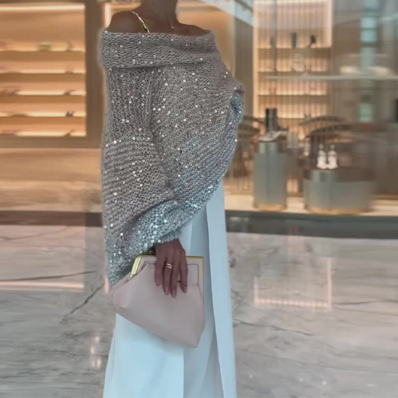 Sequin Off Shoulder Sweater