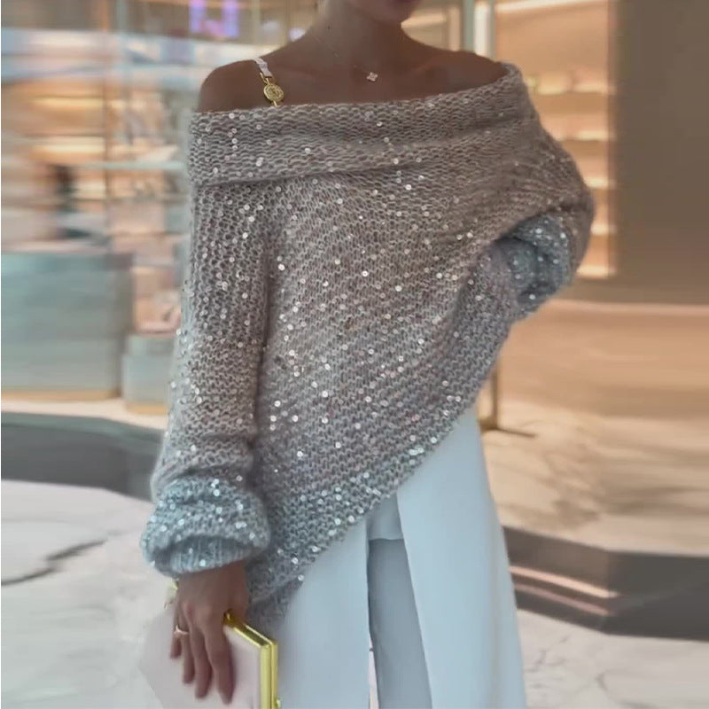Sequin Off Shoulder Sweater