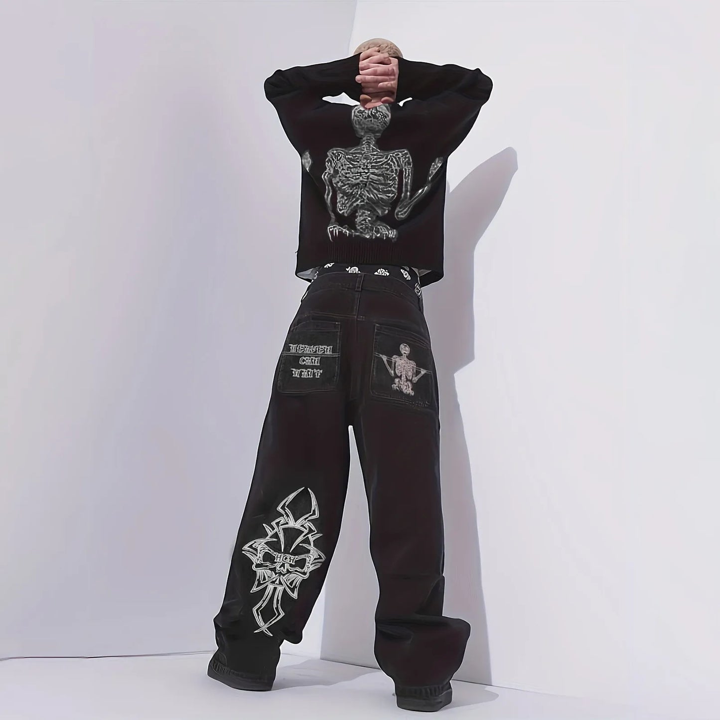 Embroidered Wide-Leg Street Pants