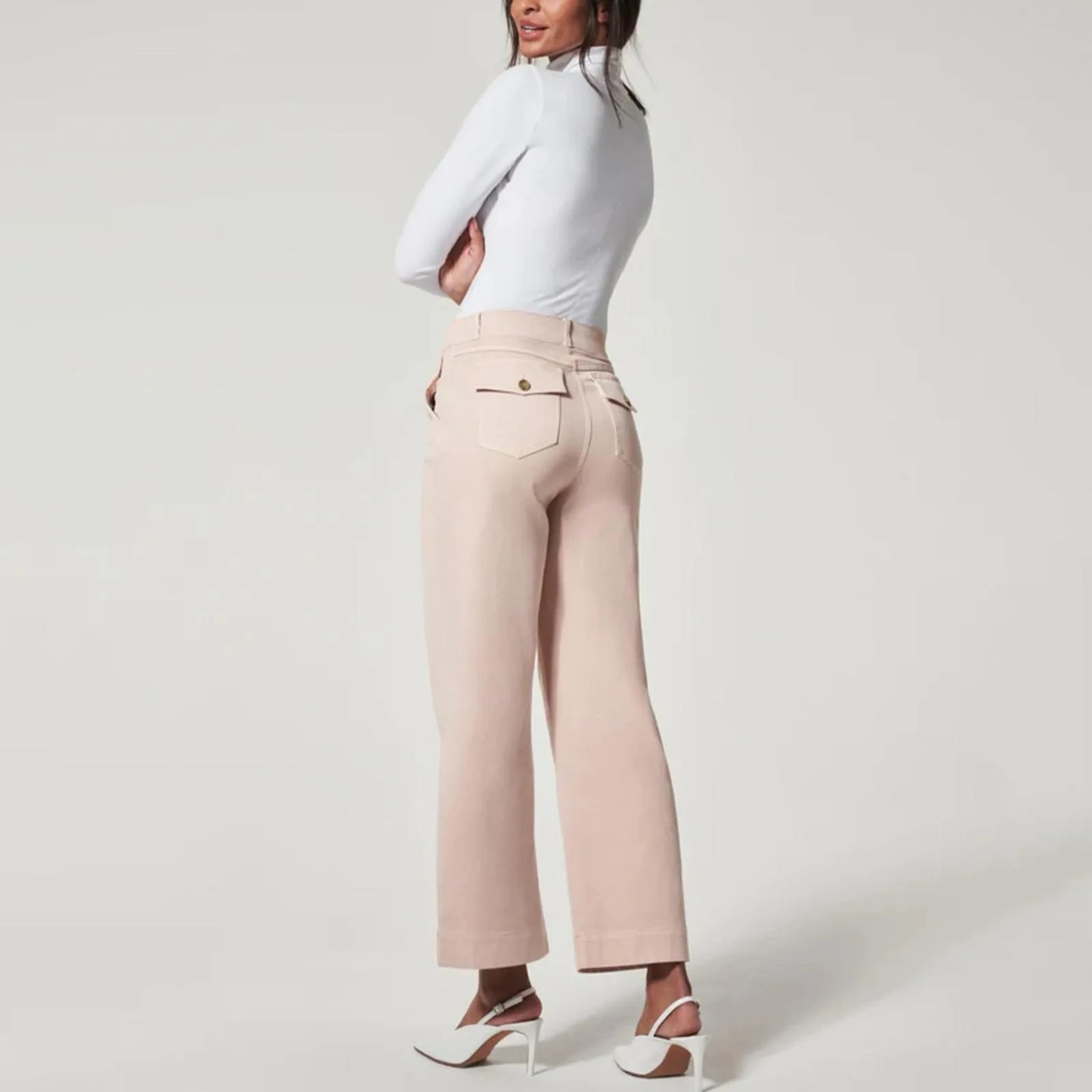Stretch Twill Wide-Leg Pants