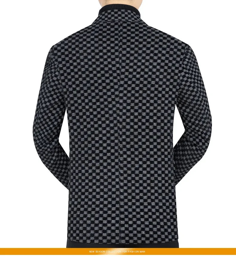 Men Fleece Checkered Suits