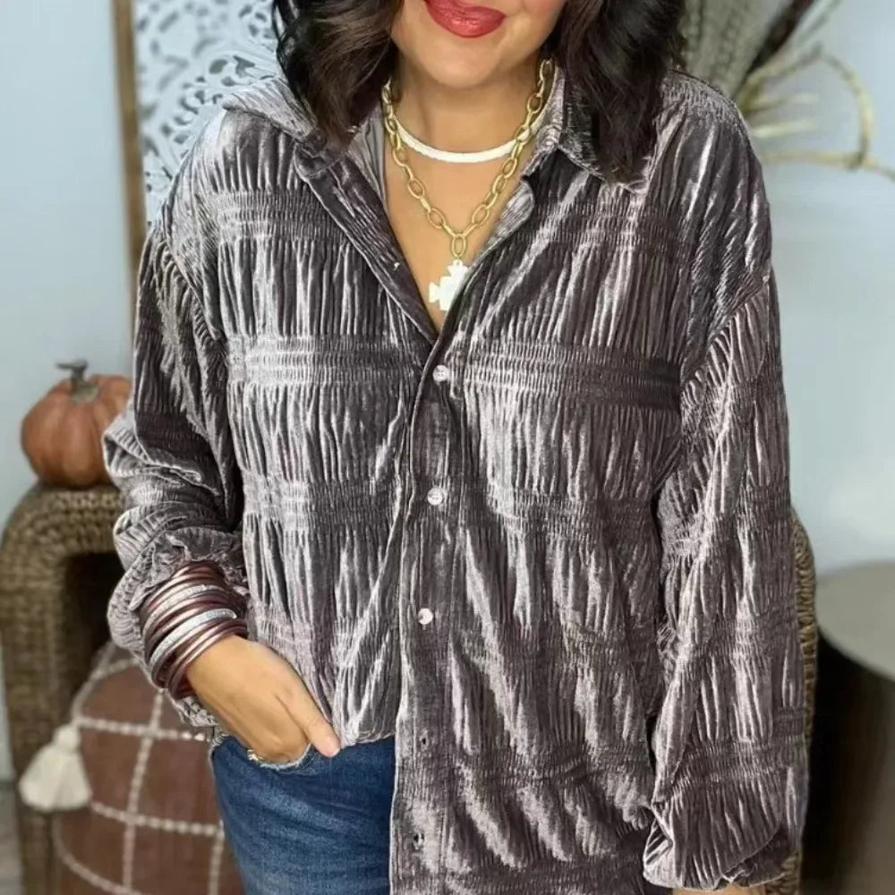 Velvet Button Down Top