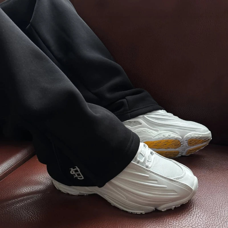 Embroidered Wide-Leg Joggers
