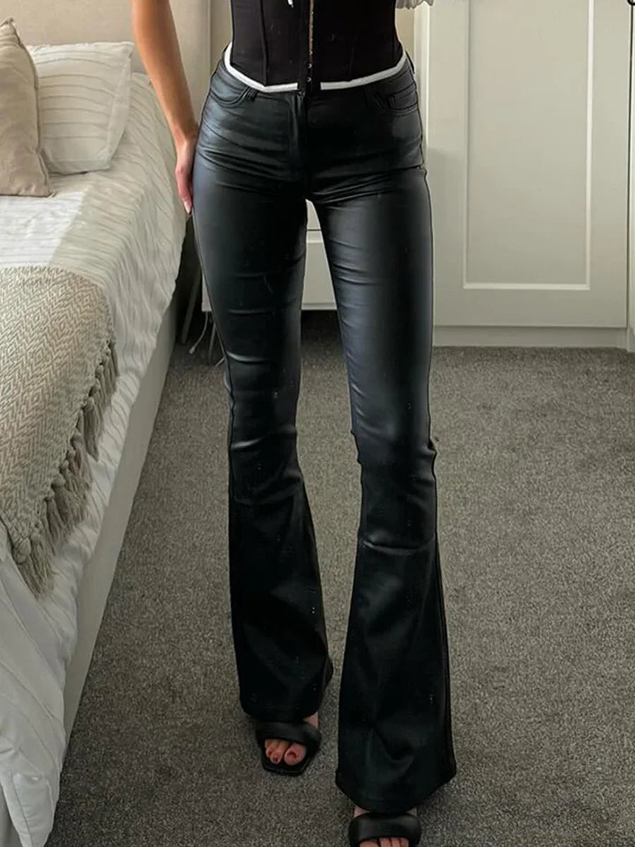 Faux Leather Flare Pants