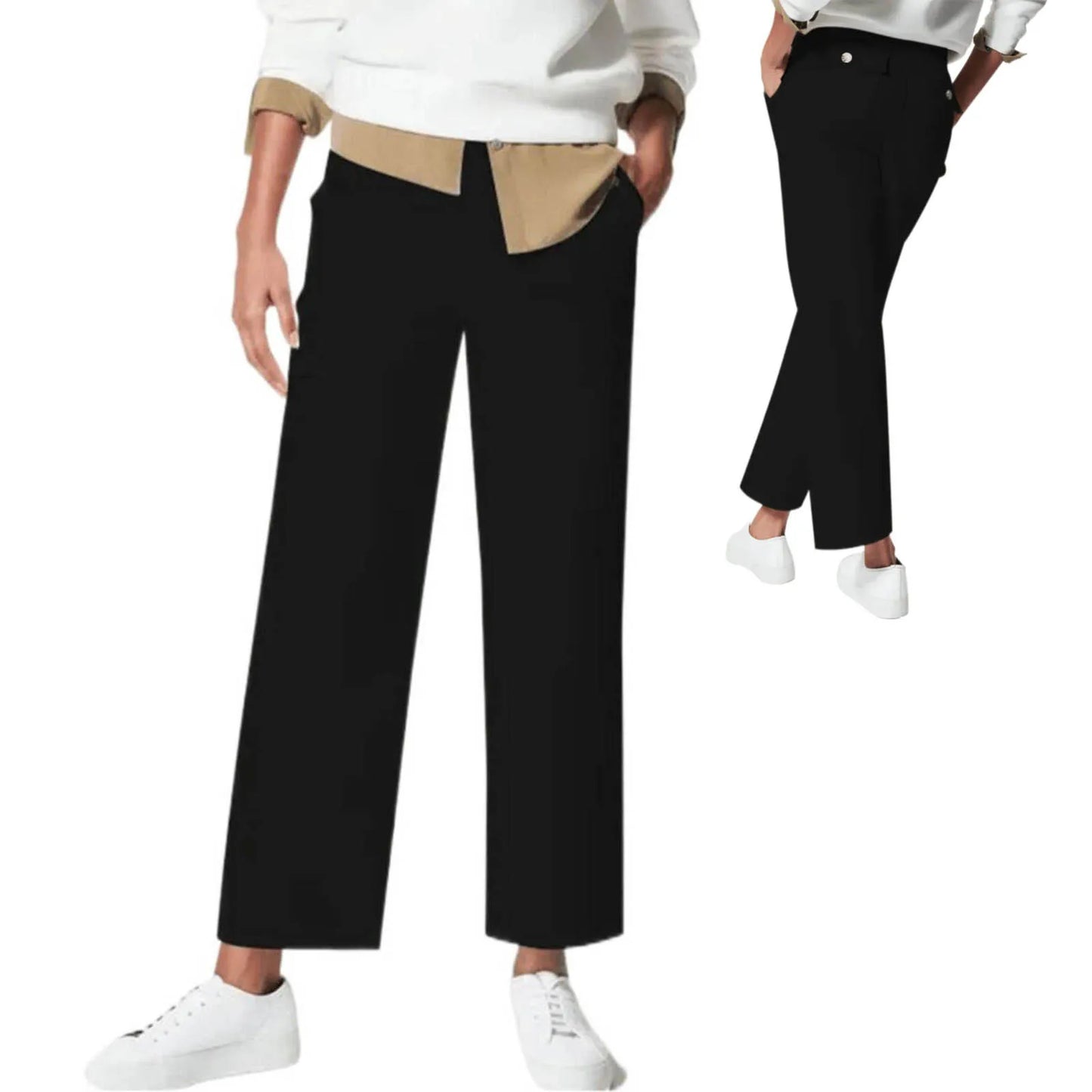 Stretch Twill Wide-Leg Pants