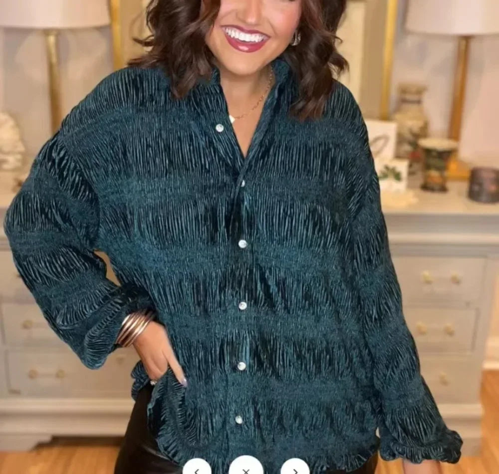 Velvet Button Down Top