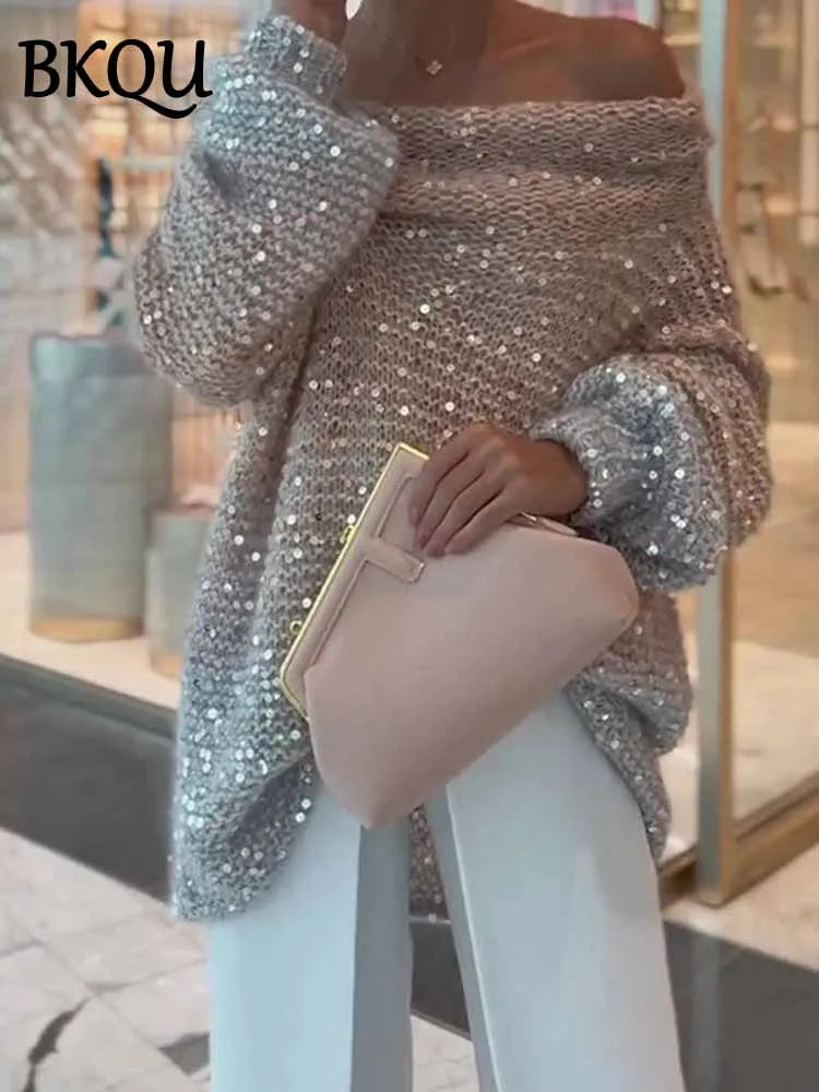 Sequin Off Shoulder Sweater