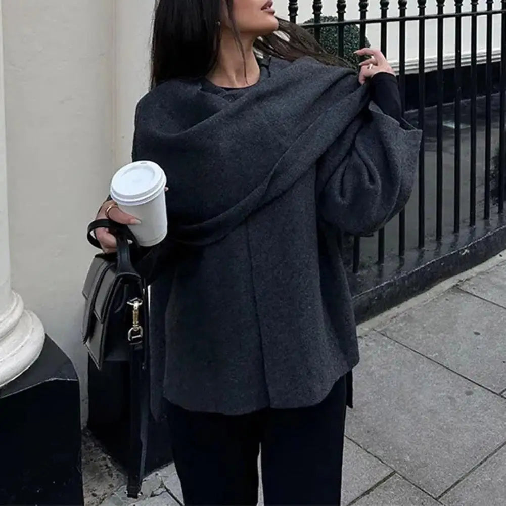 Scarf-Collar Cardigan Jacket