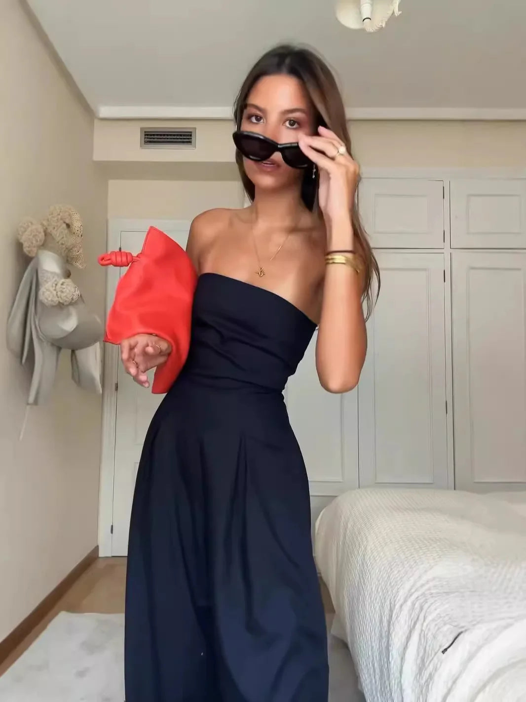 Strapless Wide-Leg Jumpsuit