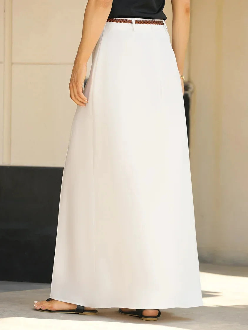 Drape High Waist A-Line Skirt