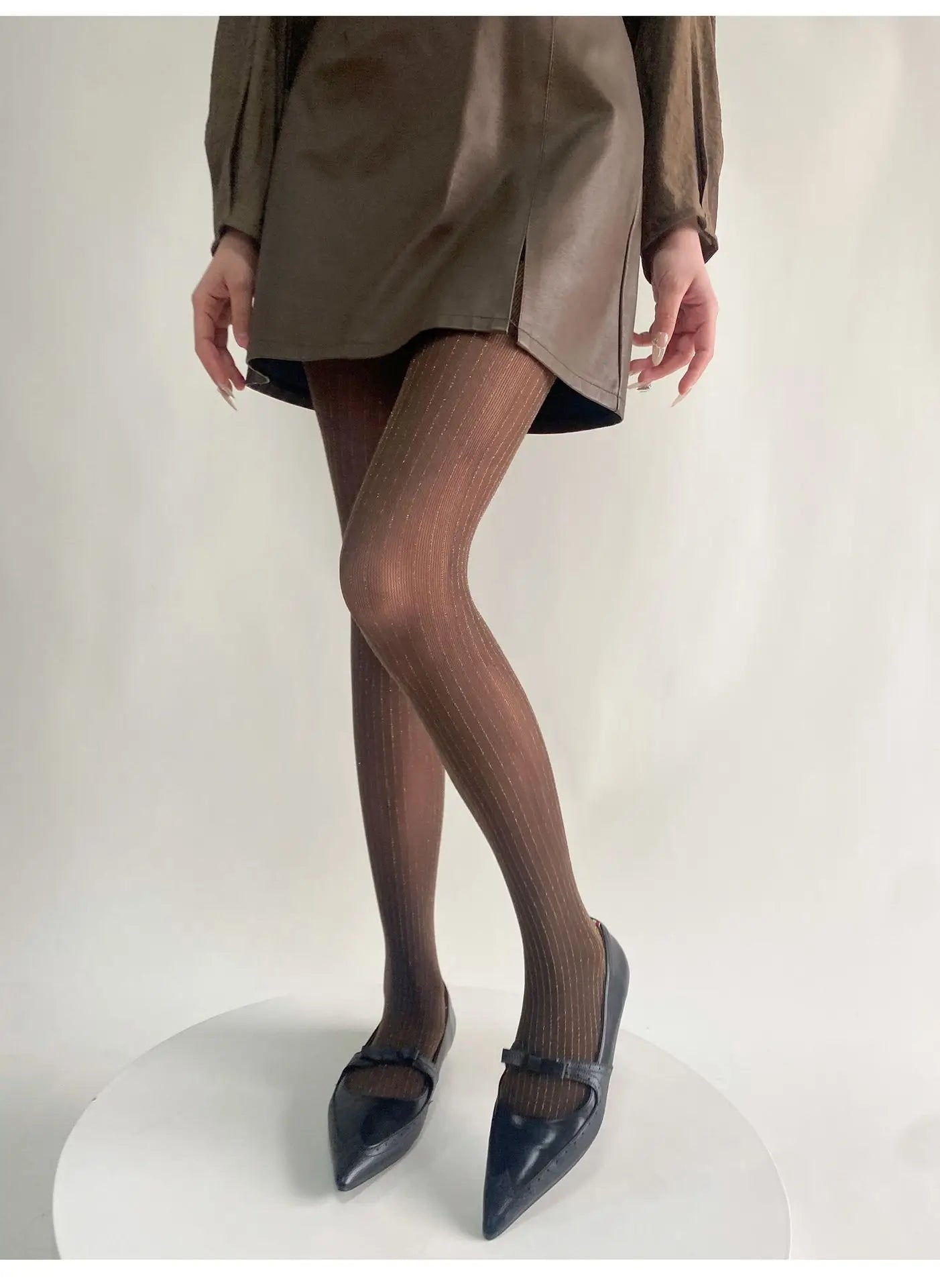 Silver Striped Fishnet Tights