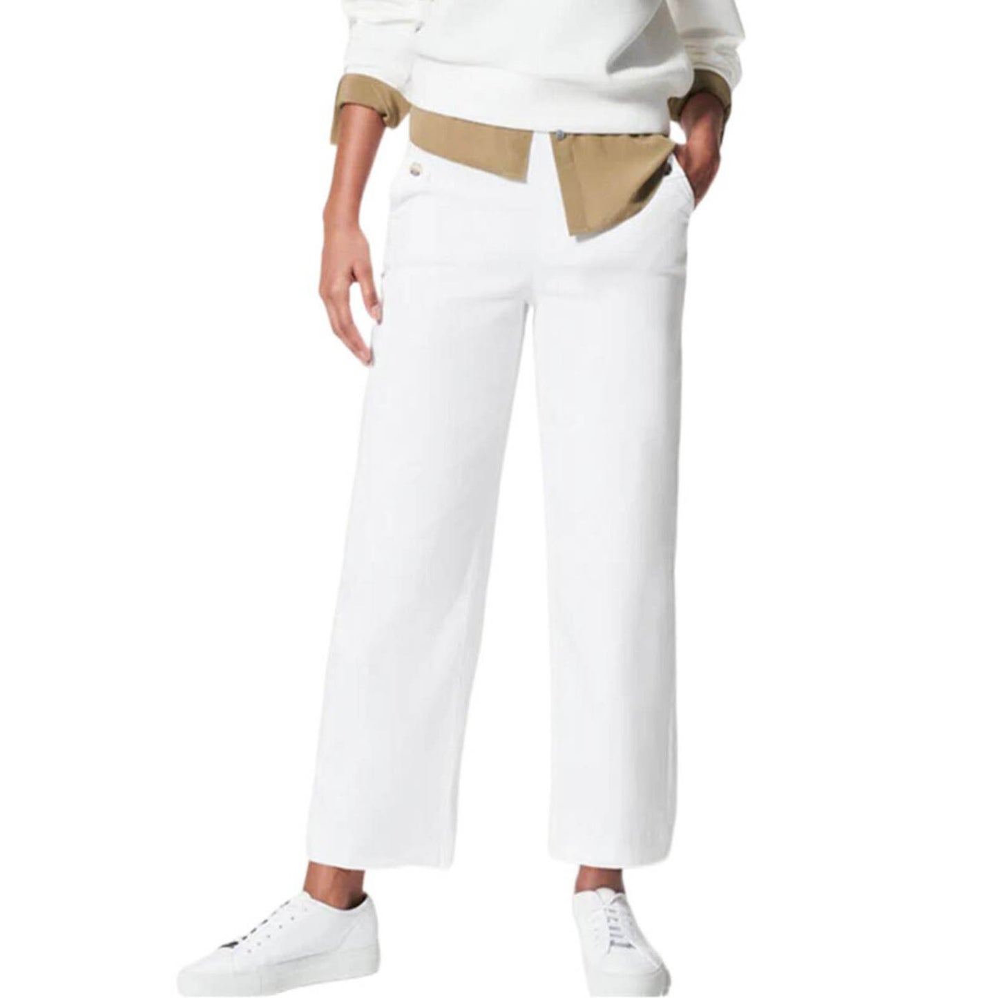 Stretch Twill Wide-Leg Pants