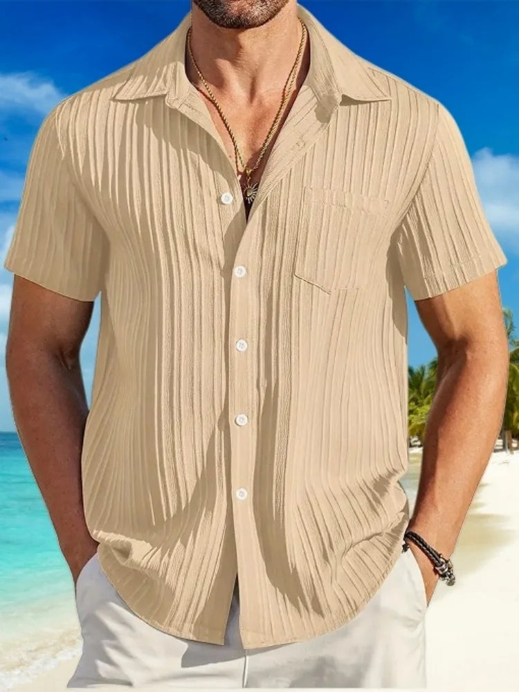 Striped Jacquard Lapel Shirt