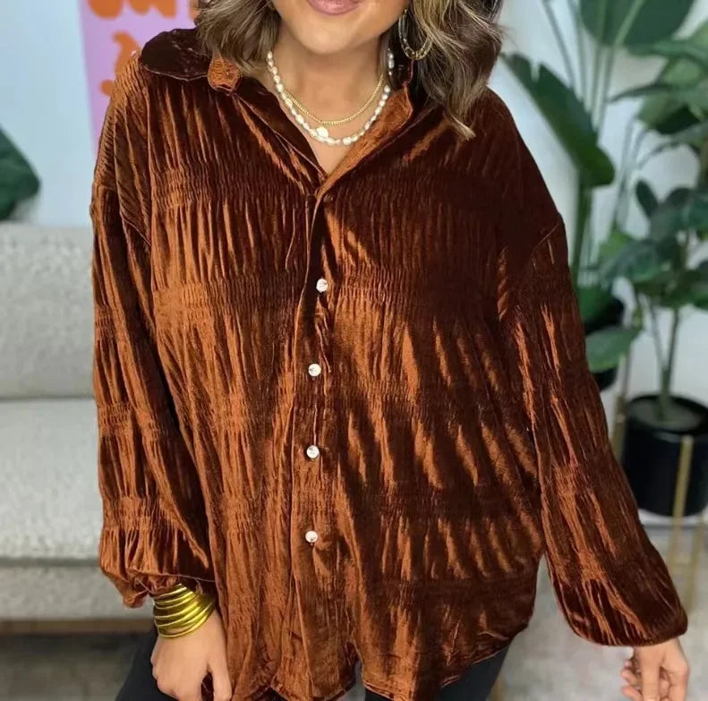Velvet Button Down Top