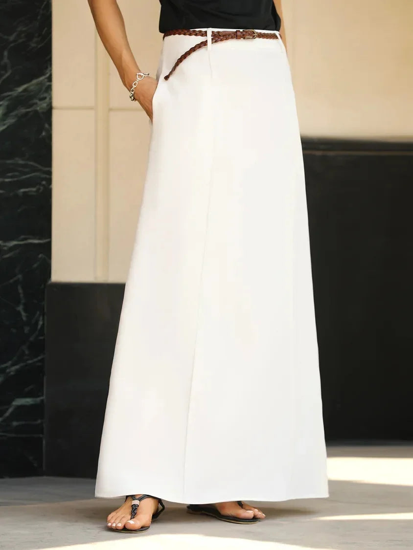 Drape High Waist A-Line Skirt