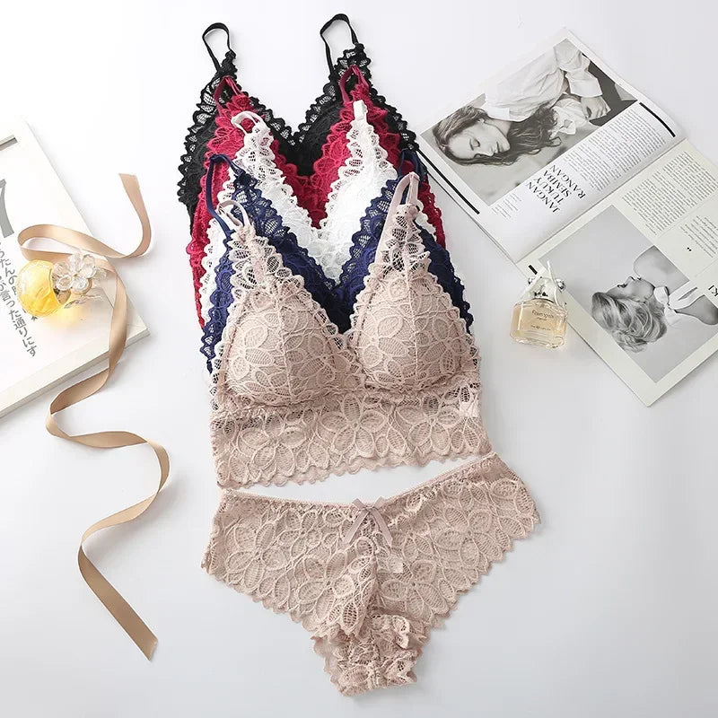 Lace Embroidered Lingerie Set