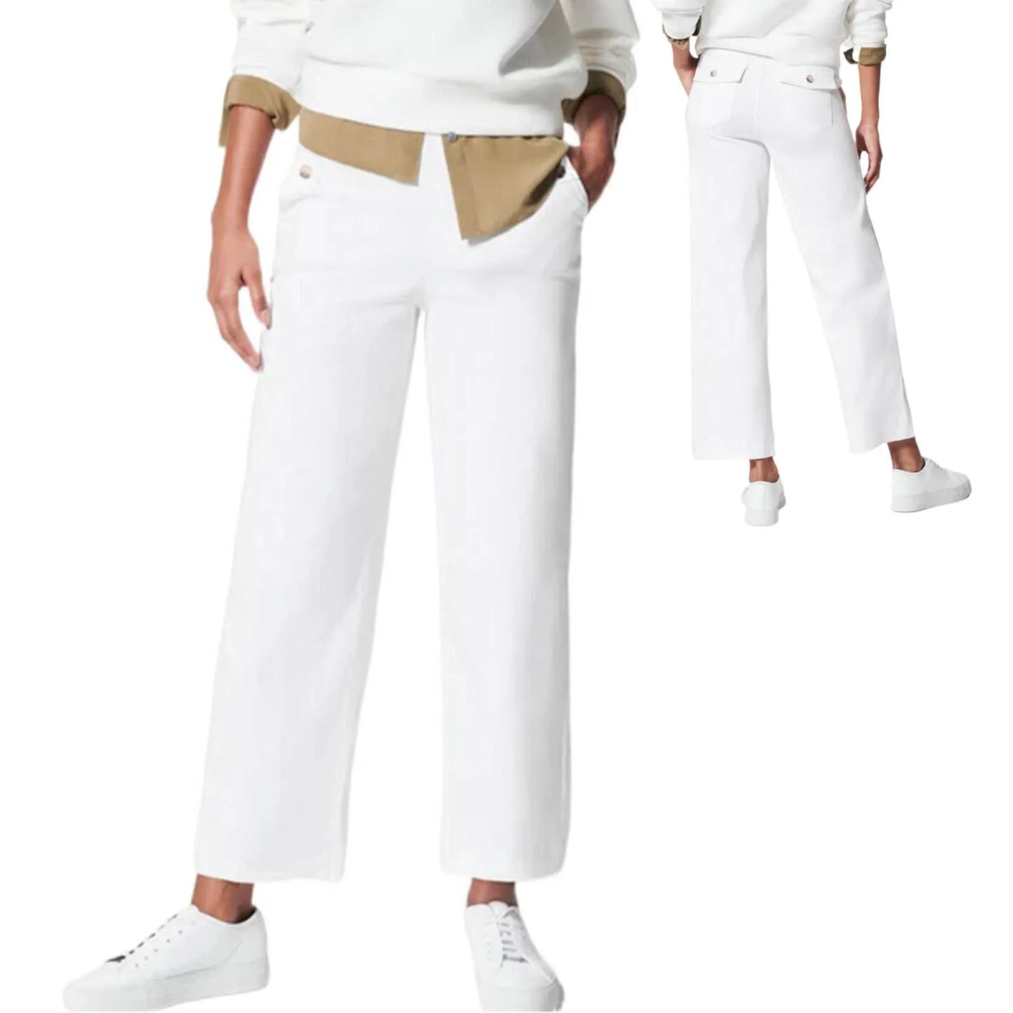 Stretch Twill Wide-Leg Pants