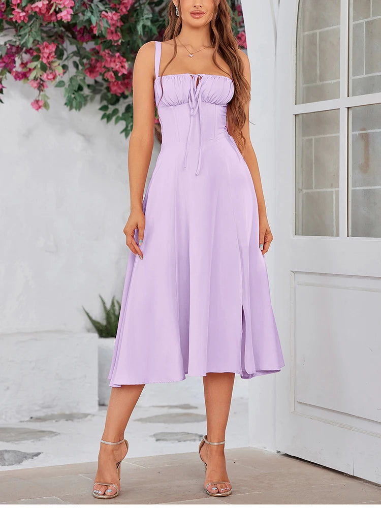 Luméa® Ruched Bust Split Thigh Cami Dress