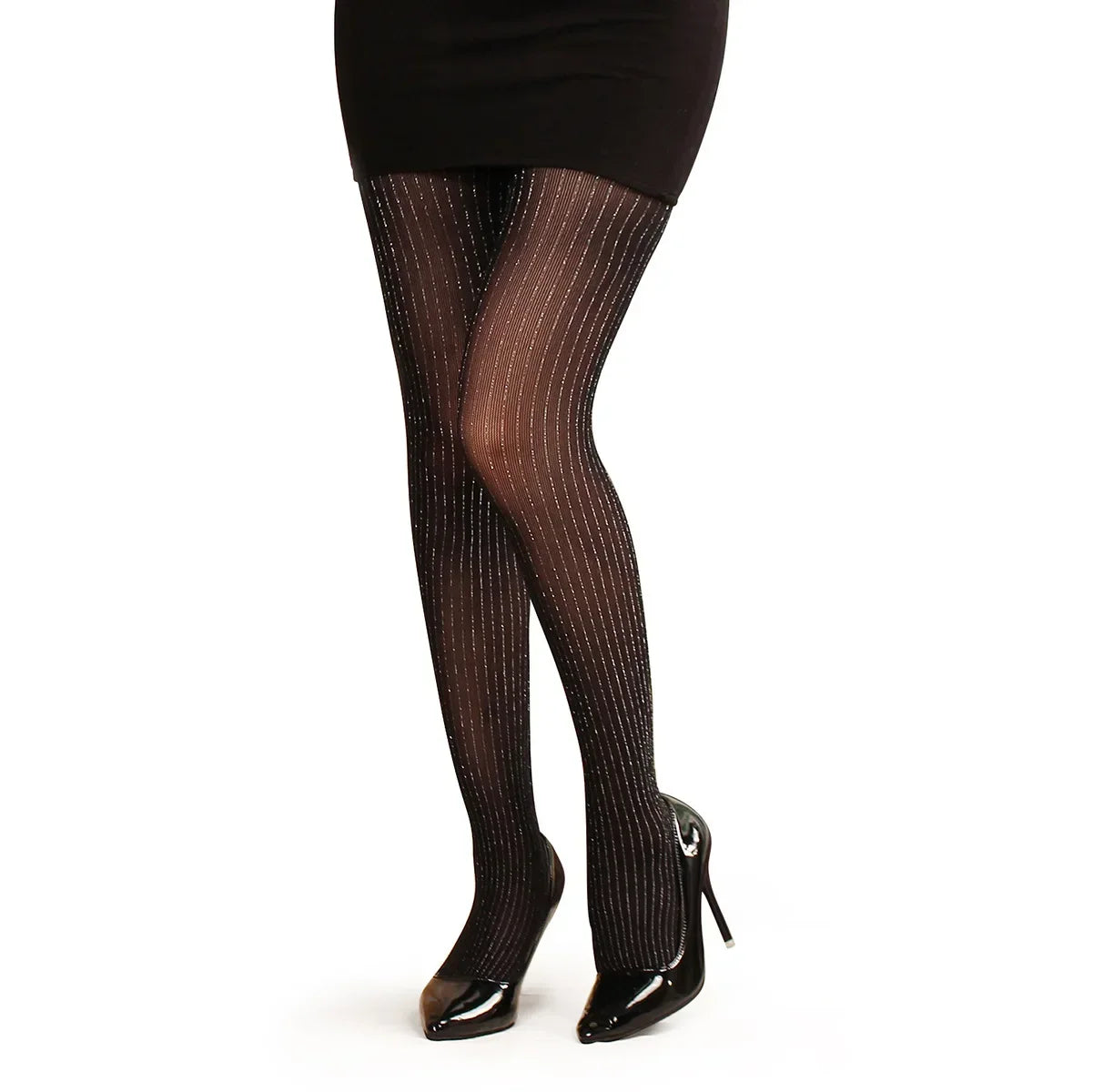 Silver Striped Fishnet Tights