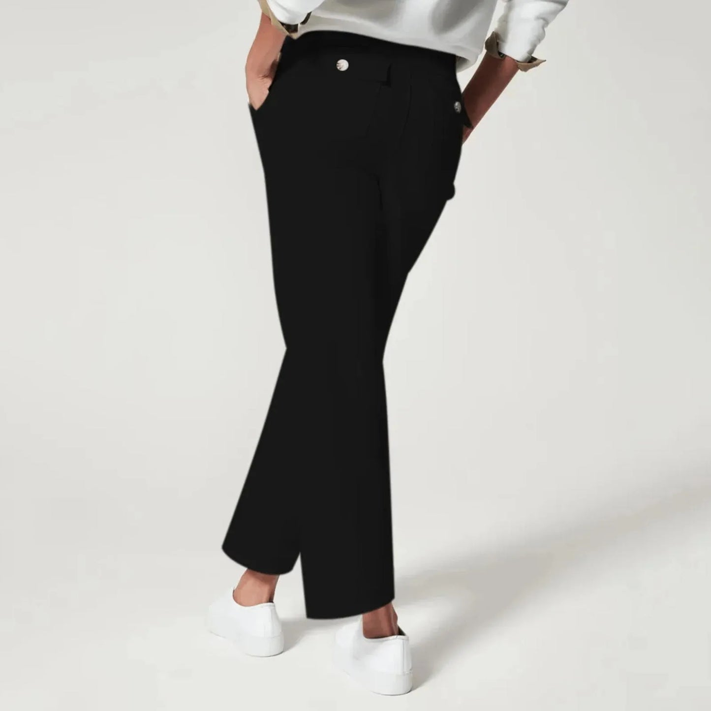 Stretch Twill Wide-Leg Pants