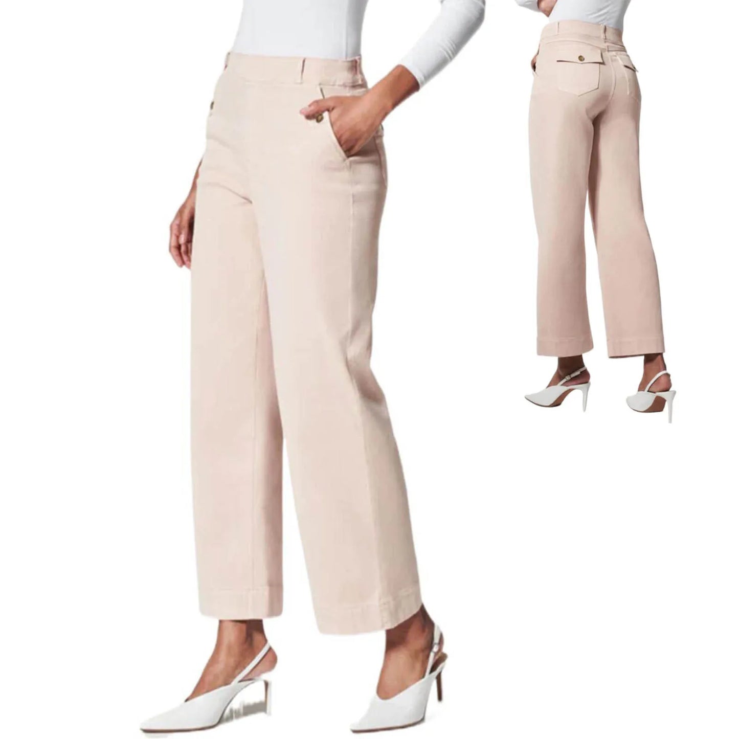 Stretch Twill Wide-Leg Pants