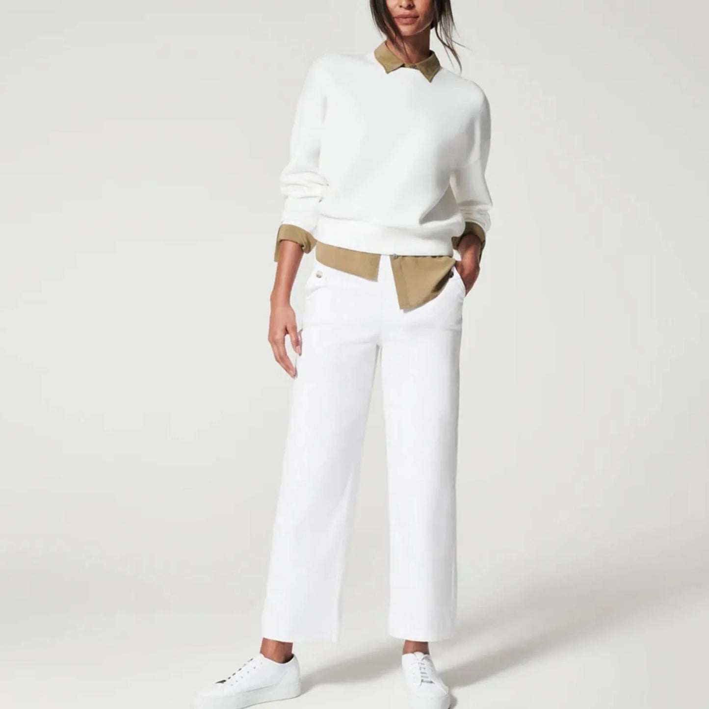 Stretch Twill Wide-Leg Pants