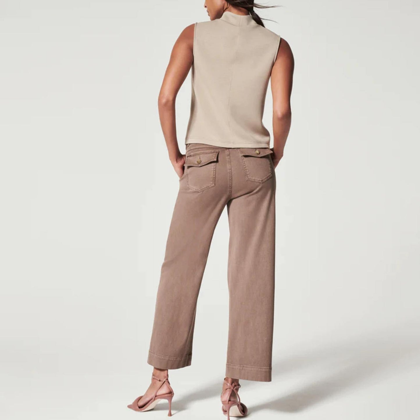 Stretch Twill Wide-Leg Pants
