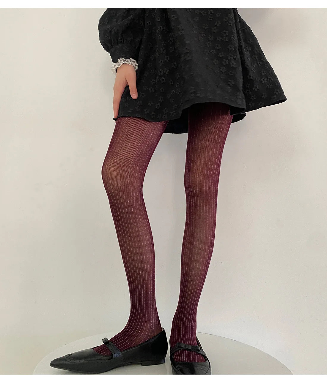 Silver Striped Fishnet Tights