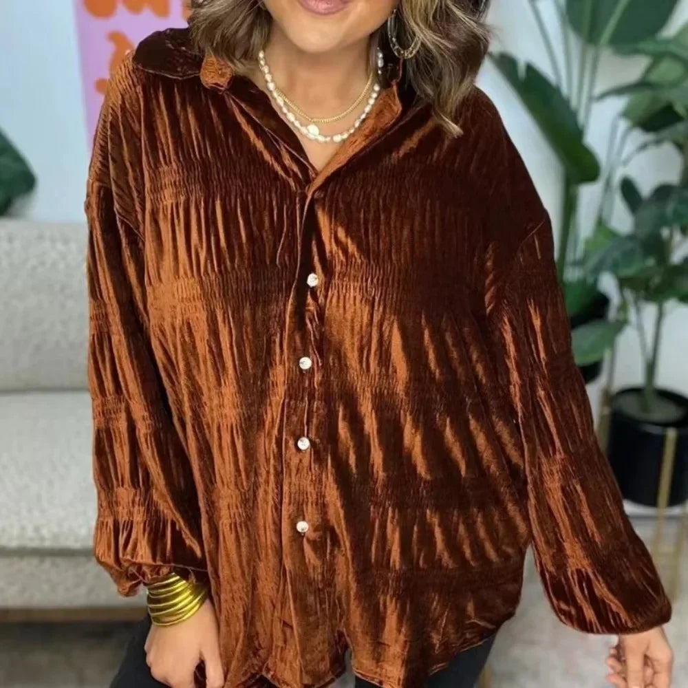 Velvet Button Down Top