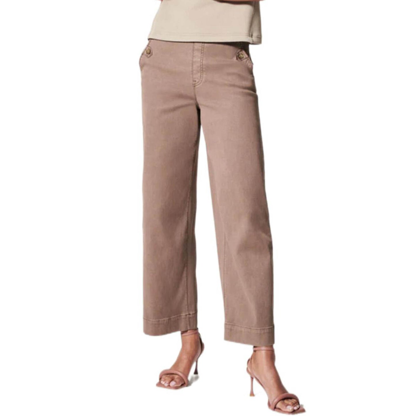 Stretch Twill Wide-Leg Pants