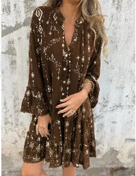 Golden Grace™ – Elegant Lace Sleeve Dress