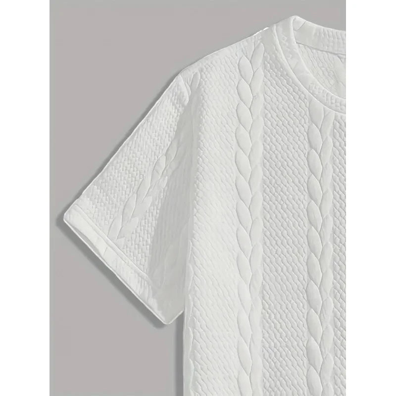 Men’s Solid Jacquard T-Shirt & Shorts Set