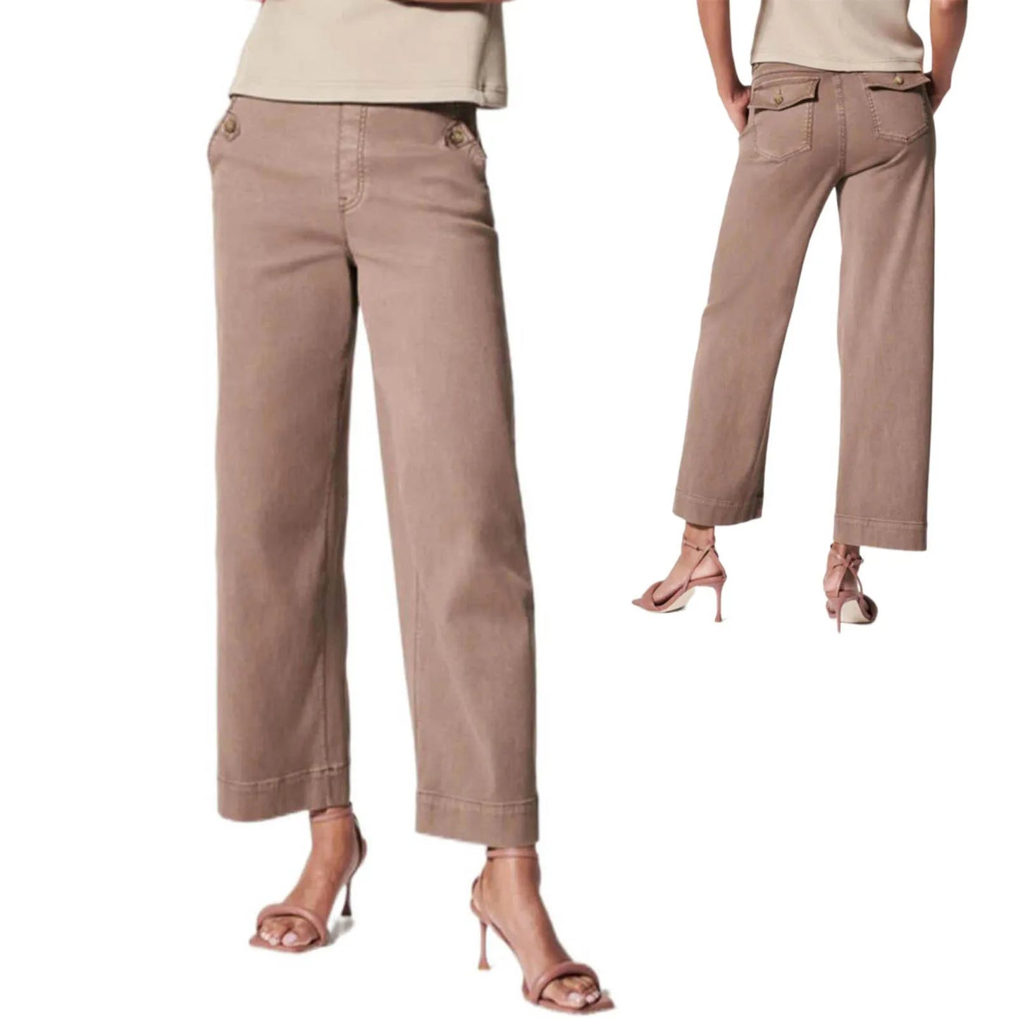 Stretch Twill Wide-Leg Pants