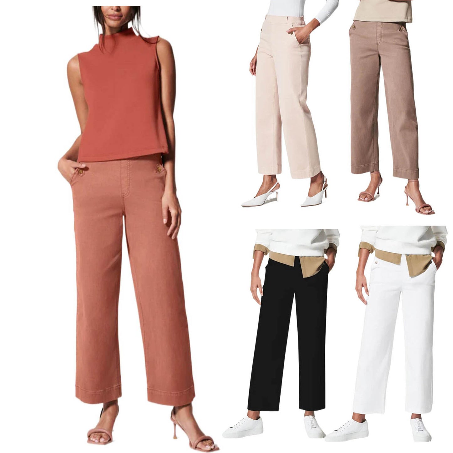 Stretch Twill Wide-Leg Pants