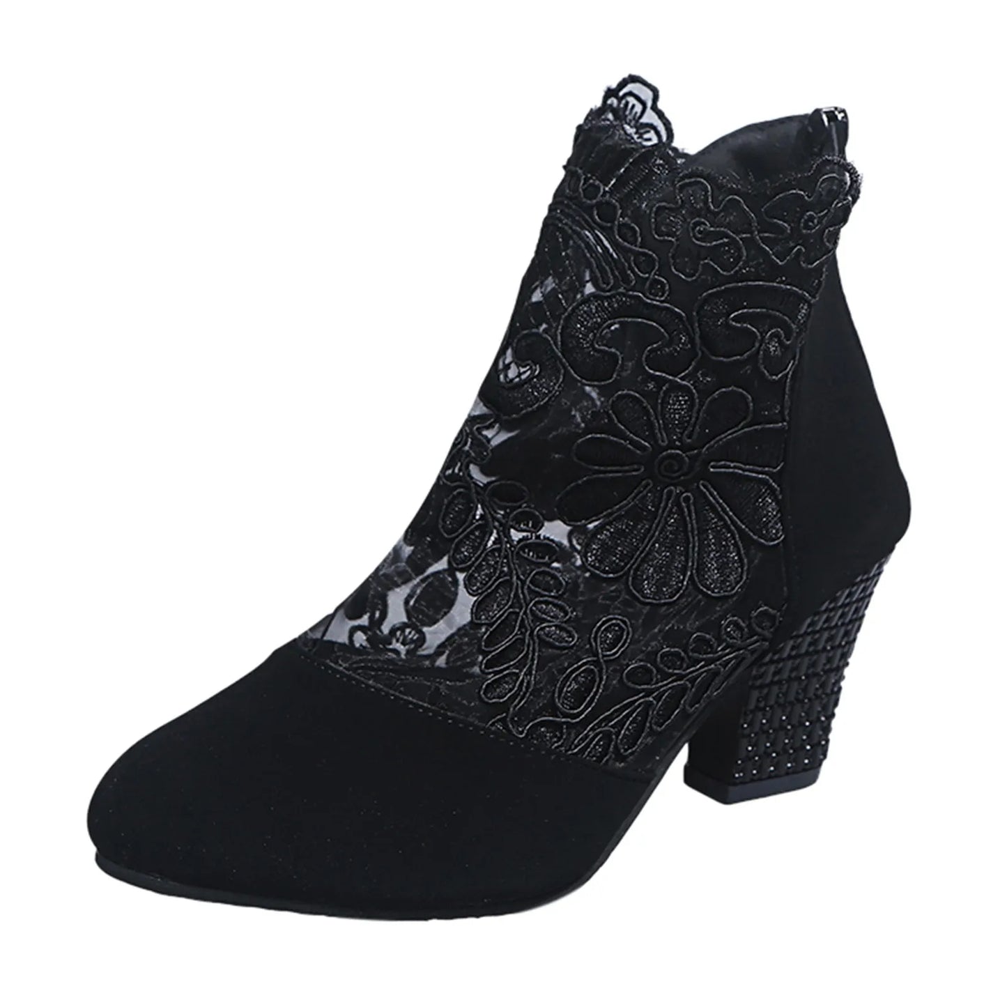 Elegant Embroidered Chunky Heel Sandals