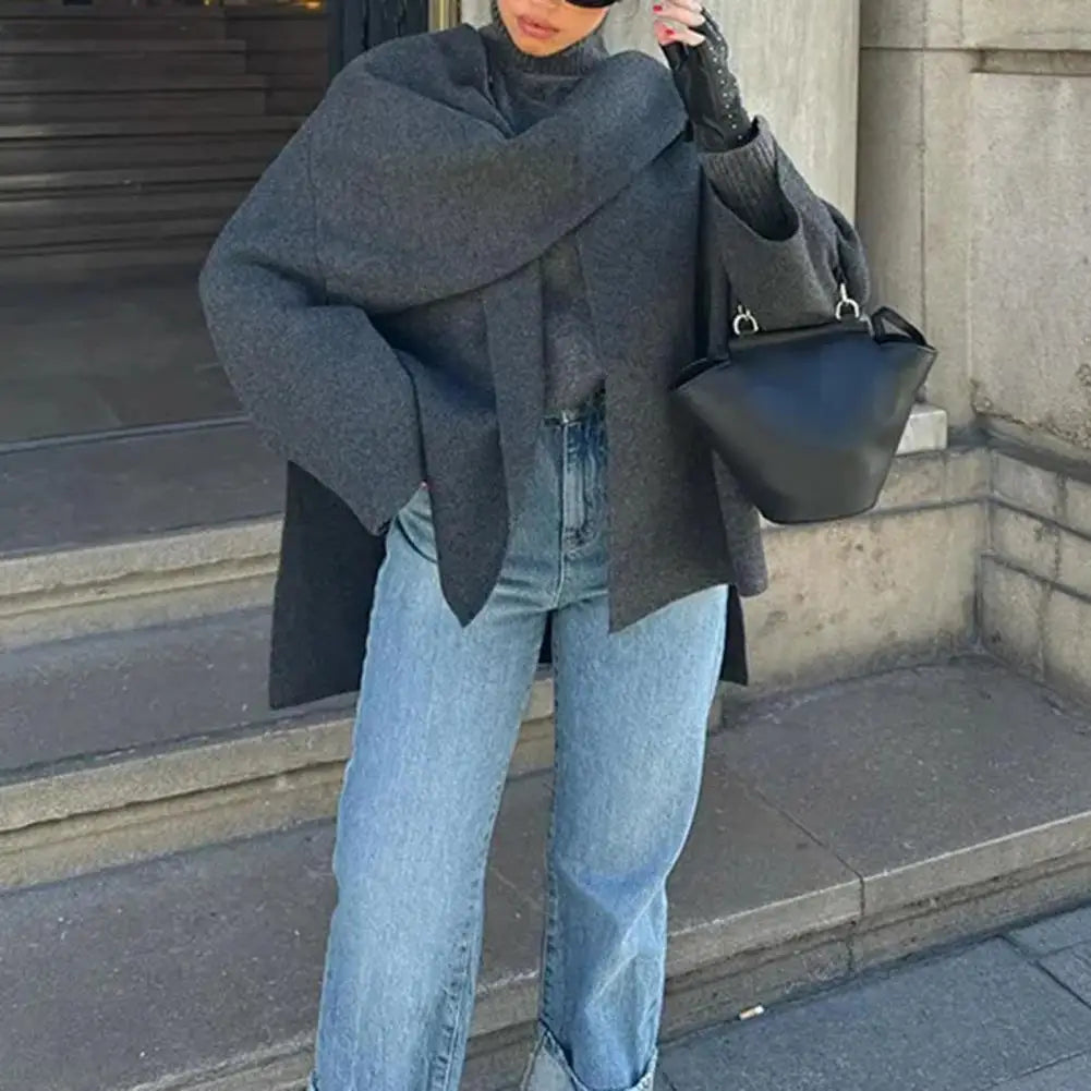 Scarf-Collar Cardigan Jacket