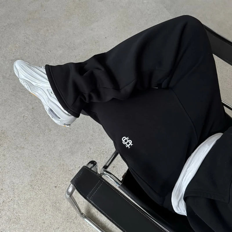 Embroidered Wide-Leg Joggers