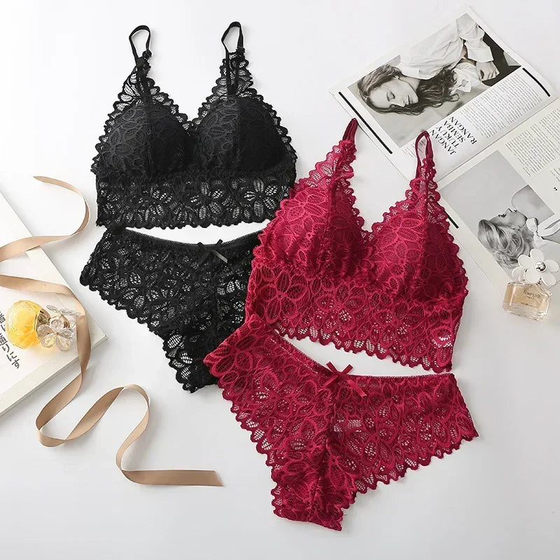 Lace Embroidered Lingerie Set