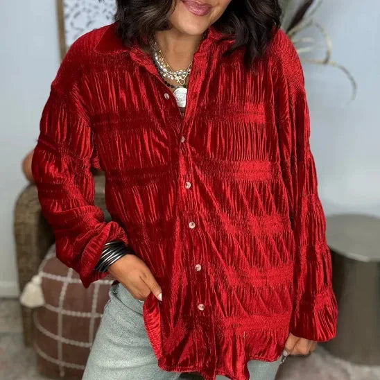 Velvet Button Down Top