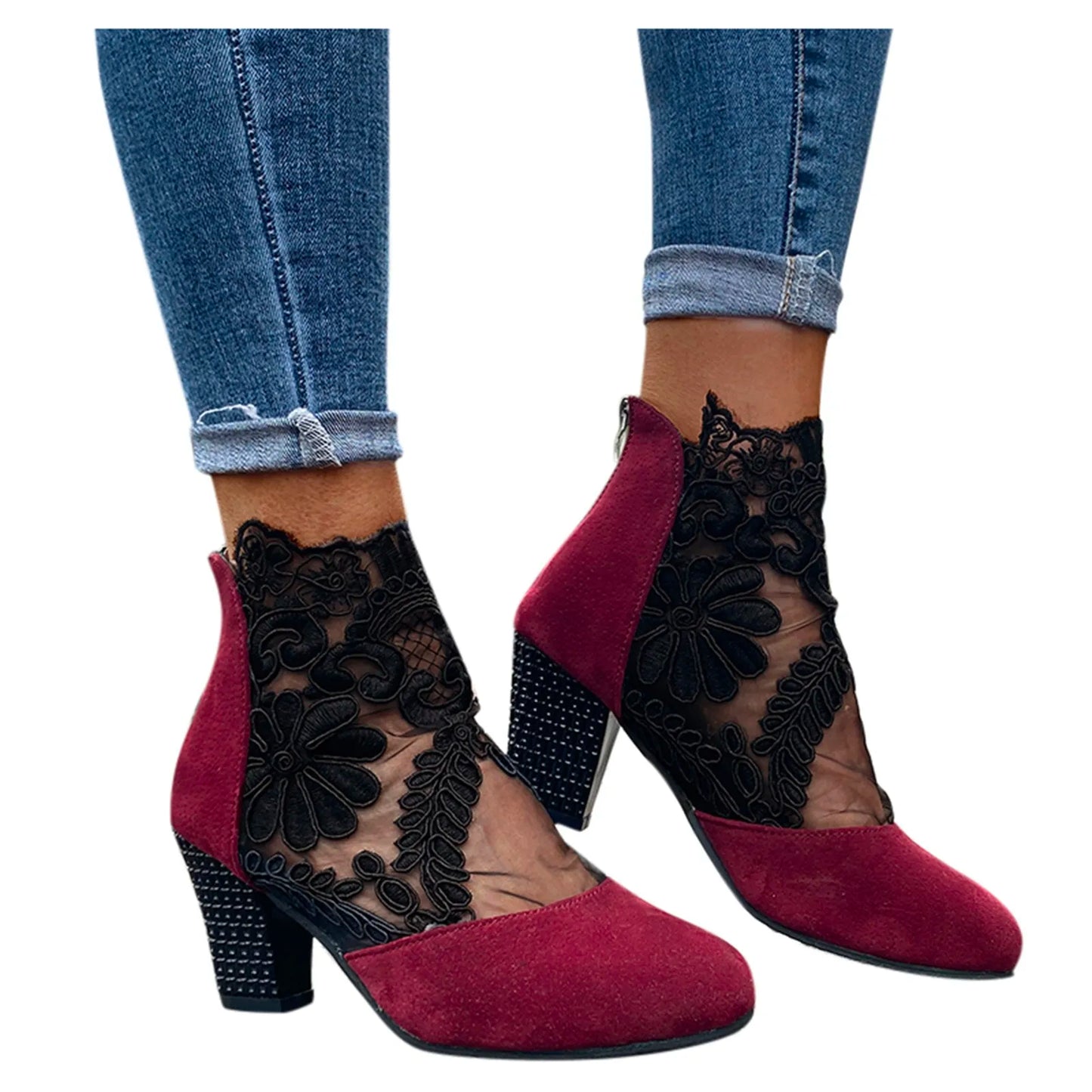 Elegant Embroidered Chunky Heel Sandals