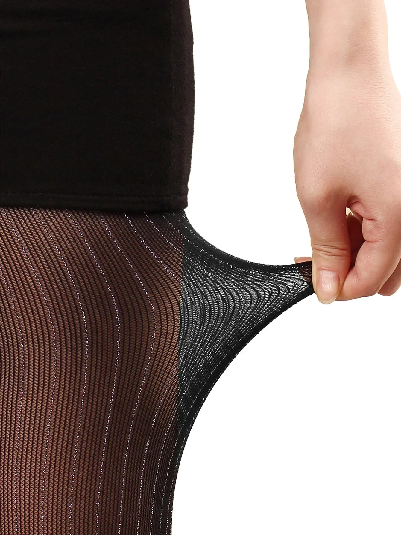 Silver Striped Fishnet Tights