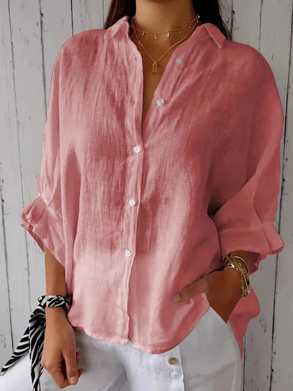 Elegant Cotton Linen Bow-Back Shirt