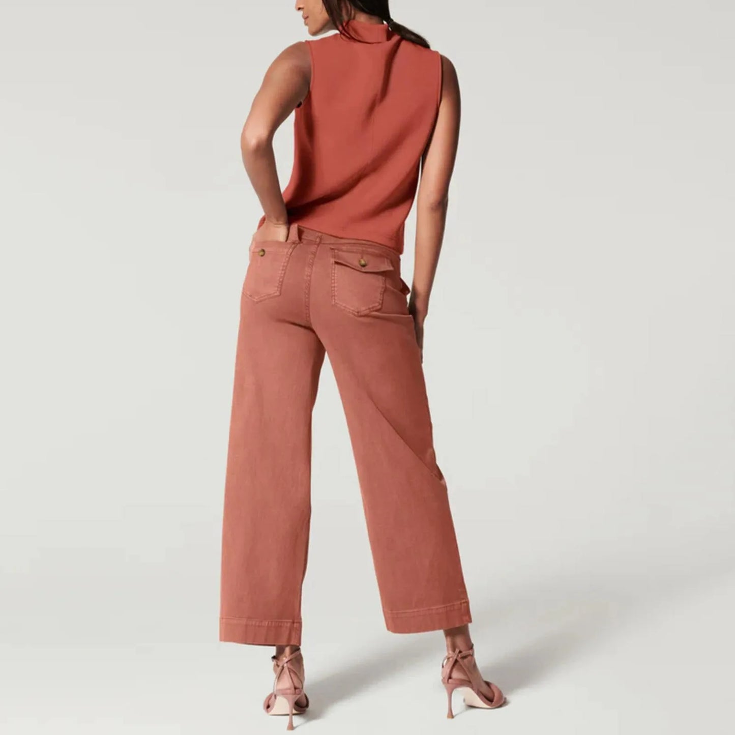 Stretch Twill Wide-Leg Pants