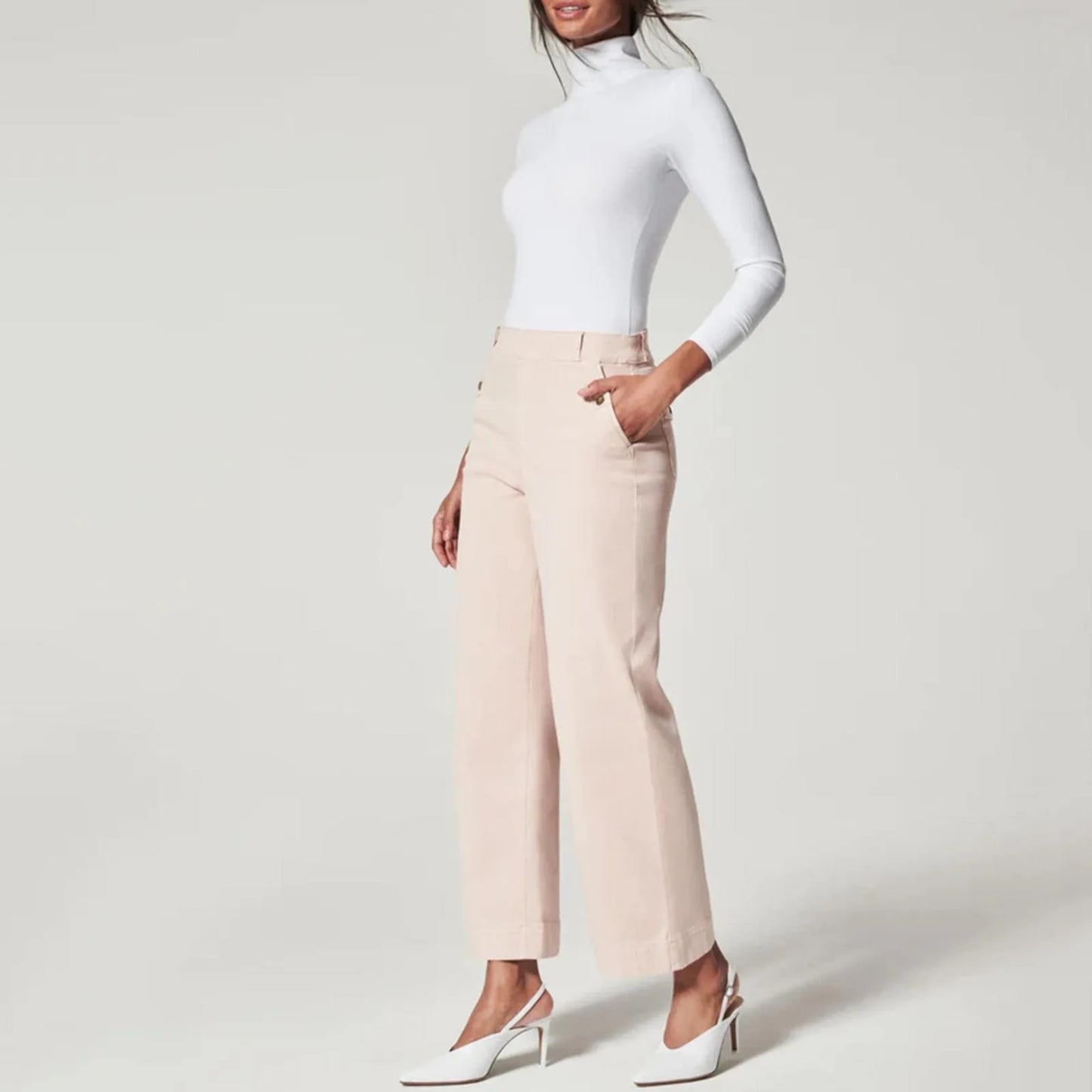 Stretch Twill Wide-Leg Pants