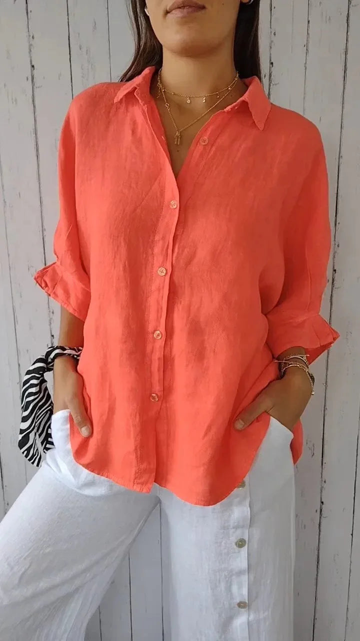 Elegant Cotton Linen Bow-Back Shirt
