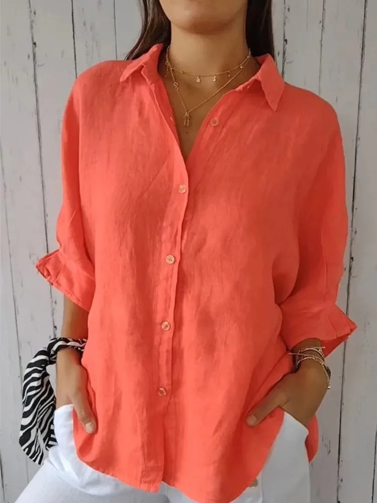 Elegant Cotton Linen Bow-Back Shirt