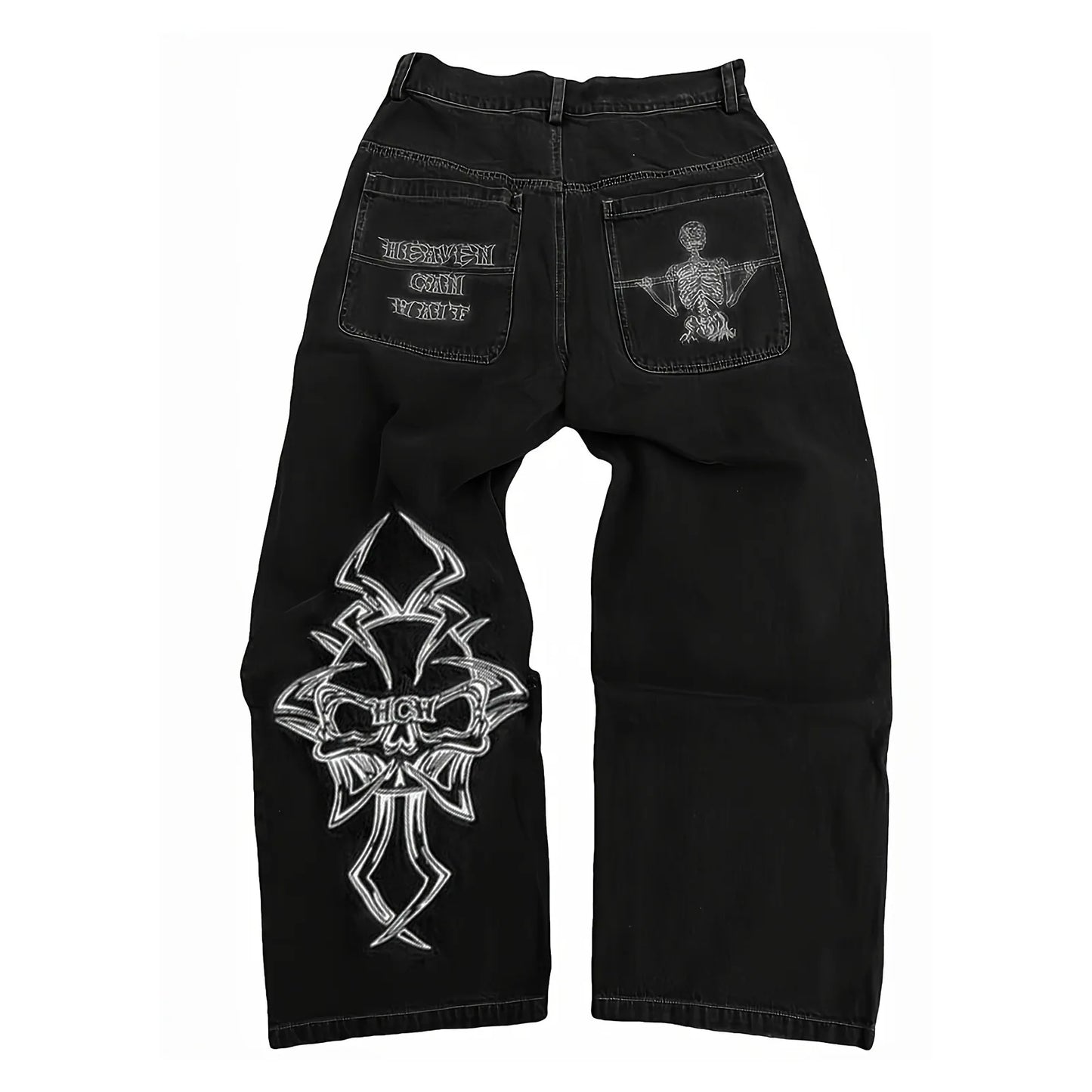 Embroidered Wide-Leg Street Pants