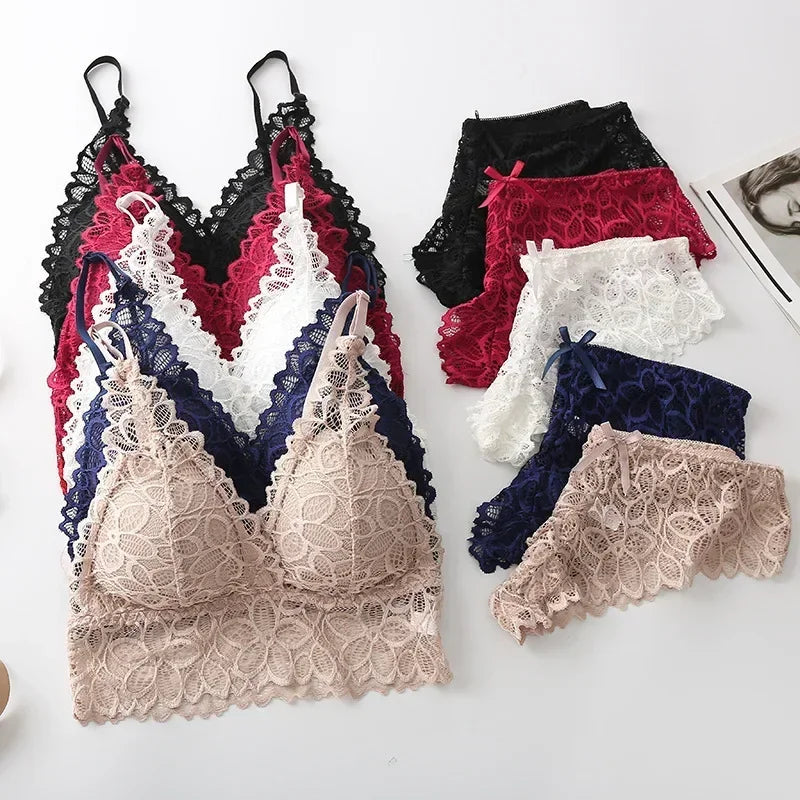 Lace Embroidered Lingerie Set