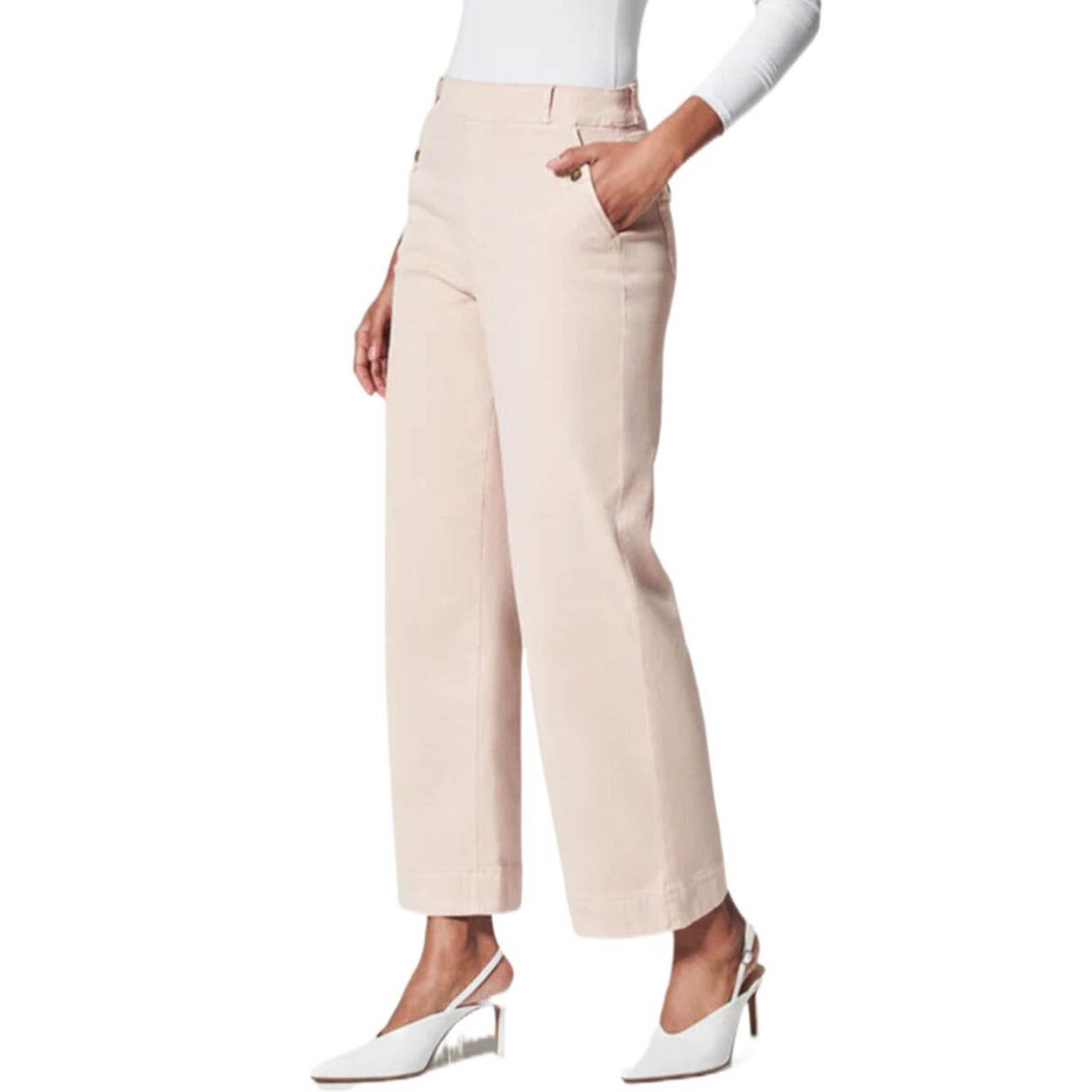 Stretch Twill Wide-Leg Pants